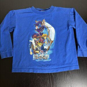 Vintage 90s Boys Kids XS 4-5 YU-GI-OH Blue Long Sleeve Crewneck T-Shirt Yugioh